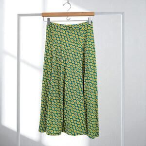 Gudrun Sjoden Womens Midi Skirt Billie Polka Dot Green Colorful Print Size Small